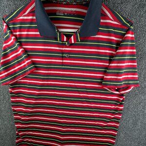 Nike Boys Youth Striped Wicking Short Sleeve Polo Golf Shirt Red XL Colorful